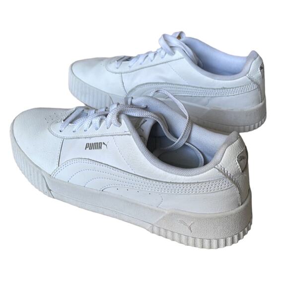Puma Platform Sneakers Womans Size 9 Carina White Leather Athletic Shoes - Picture 6 of 9